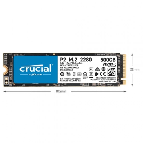 Crucial P2 500GB SSD m.2 NVMe PCIe CT500P2SSD8 Crucial P2 500GB SSD m.2 NVMe PCIe CT500P2SSD8