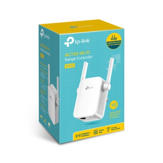 TP-Link RE205 AC750 Dual Band Menzil Genişletici TP-Link RE205 AC750 Dual Band Menzil Genişletici
