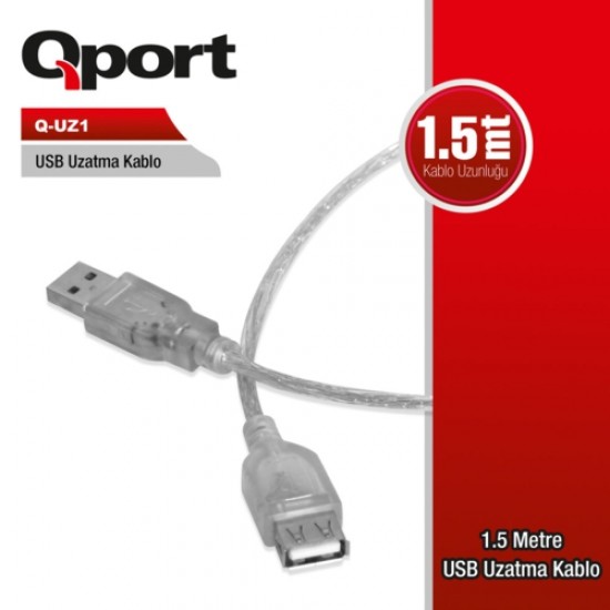 Qport Q-UZ1 1,5M USB 2.0 Uzatma Kablosu Qport Q-UZ1 1,5M USB 2.0 Uzatma Kablosu